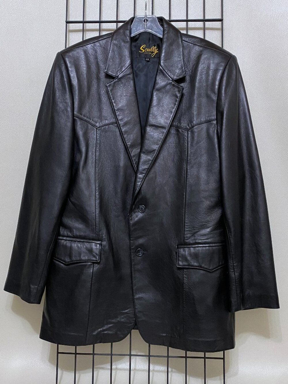 Scully Men's Black Genuine Leather Western Blazer Sport Coat Jacket Size 44